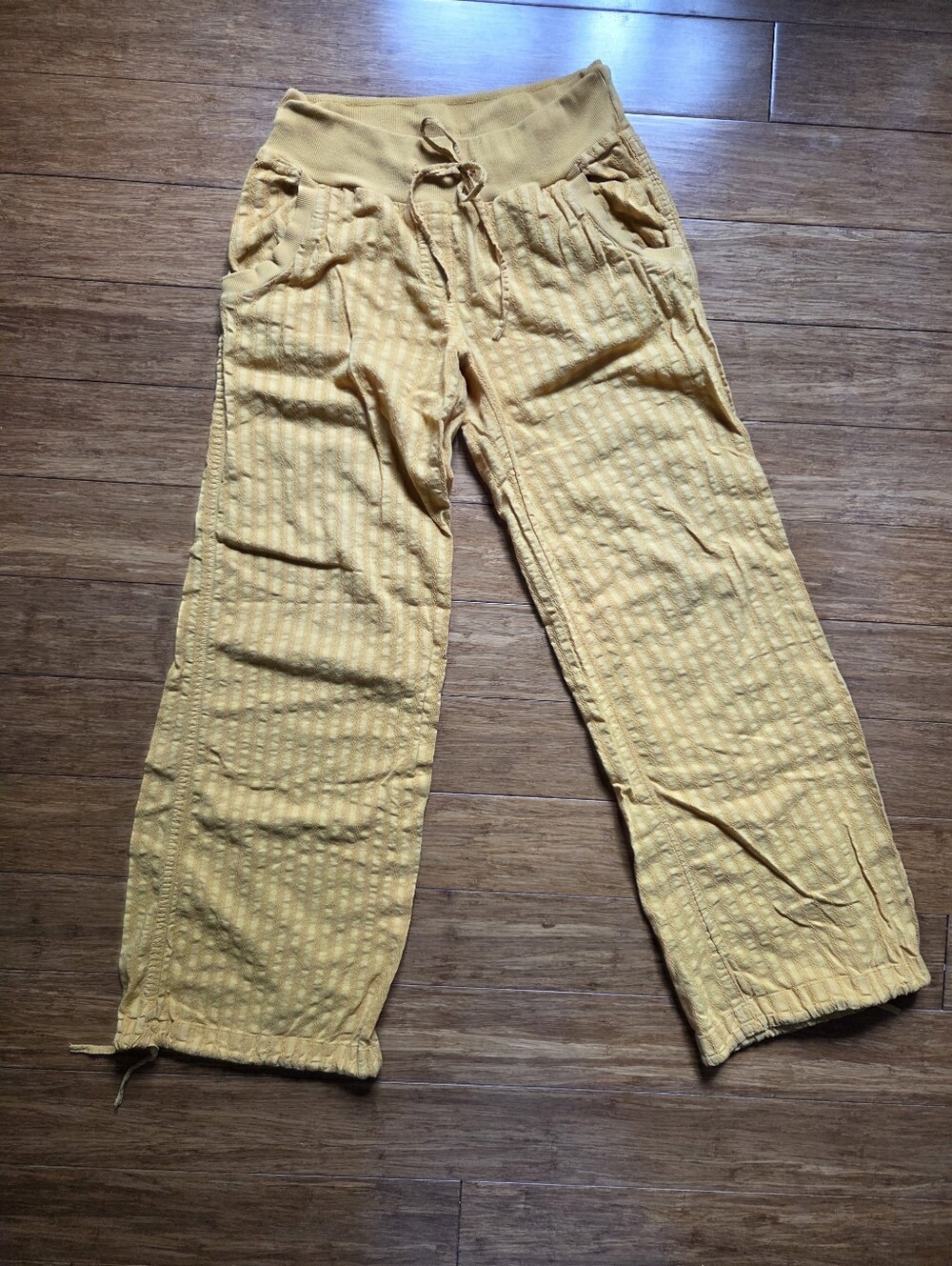 Divided H&M Mustard Textured Wide Leg Lounge Pants Boho Cottagecore 6 Small 6